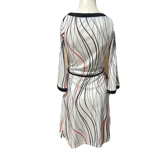 DAMZELS MIDI DRESS LONG SLEEVES V NECK TIE WAIST STRIPED DRESS IN SIZE SMALL - Picture 4 of 8